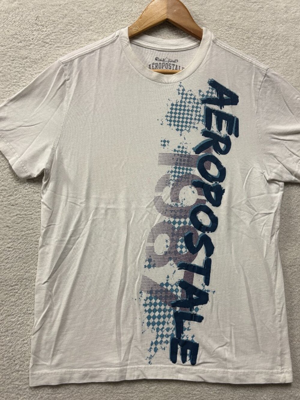 Aeropostale T Shirt Mens Medium M White Vintage Y2K Distressed 1987 Graphic Tee,